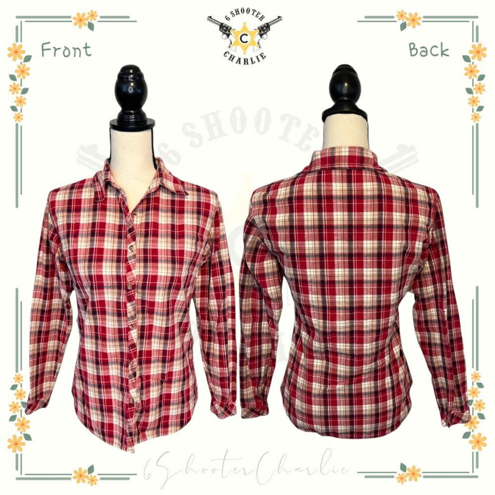 Vintage Fiorlini International Woven Plaid Shirt Womens Sz Small Red 100% Cotton